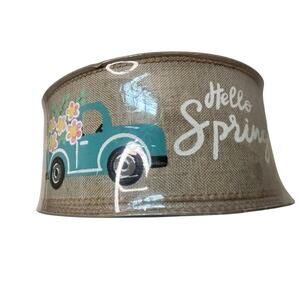 Premium Ribbon Welcome Teal Truck Flowers Burlap Wire Edge 50 yards Wreath